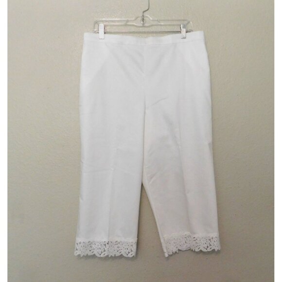 Alfred Dunner Pants - Alfred Dunner Capri Pants Womens Size 14 White Lace Hem Classic Fit Cropped